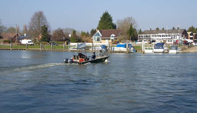 View of ferry across the Thames at Shepperton