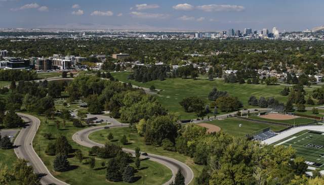 Scenic view of downtown Salt Lake from Sugar House Park