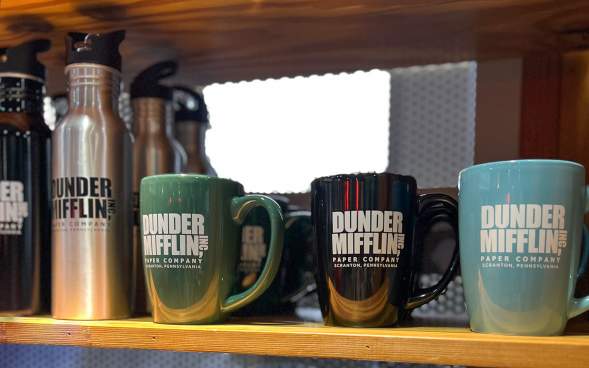 Dunder Mifflin mugs at the Electric City Trolley Museum's Gift Shop