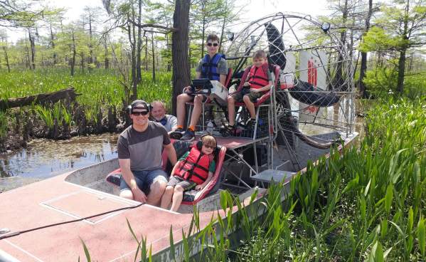Group Of people taking an Airboat Ride in Southeast Texas