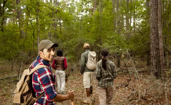 Group of Friends Hiking in Southeast Texas