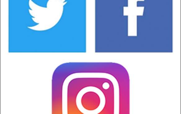 Facebook, Twitter, Instagram icons