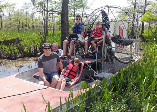 Group Of people taking an Airboat Ride in Southeast Texas
