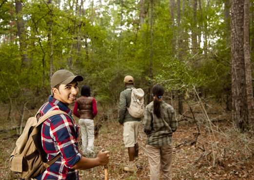 Group of Friends Hiking in Southeast Texas
