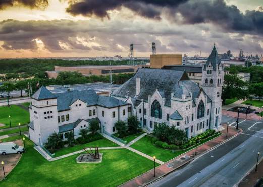Aerial View Of The Tyrrell Historical Library In Beaumont, TX