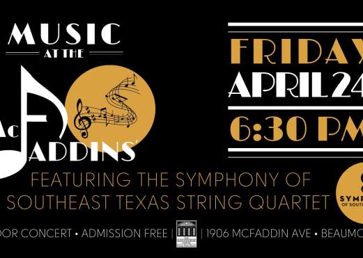 Music at the McFaddins’ Outdoor Concert Featuring The Symphony of Southeast Texas String Quartet