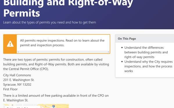 Syracuse City Right of Way Permit screenshot from website