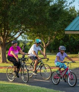 Family of 3 cycling