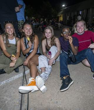 5 teens enjoying nightlife