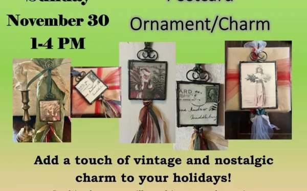 Vintage Postcard Ornament/Charm with Wendy Reich