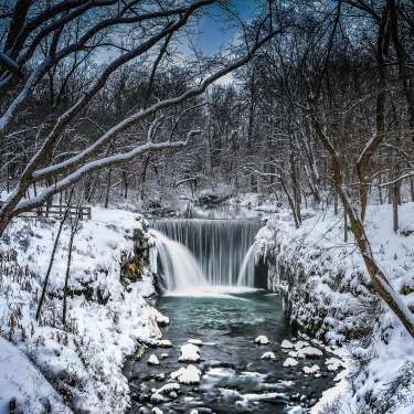 Cedar Cliff Falls at Indian Mound Reserve in Winter
