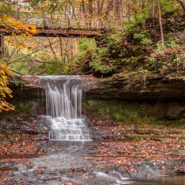 Waterfall at the Glen Helen Nature Preserve in Fall