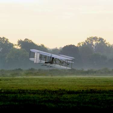 Wright Flyer flying at Huffman Prairie