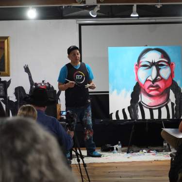 Man Presents on Native American Art at Trickster Cultural Center
