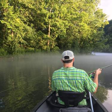 Man fishing from his boat on the Clinch River