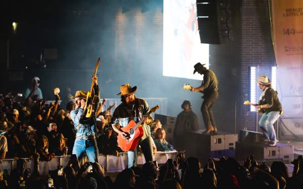 the band Midland doing crowd work as the headliners for the 2024 Feels Like Home festival