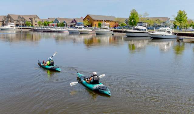 two kayakers