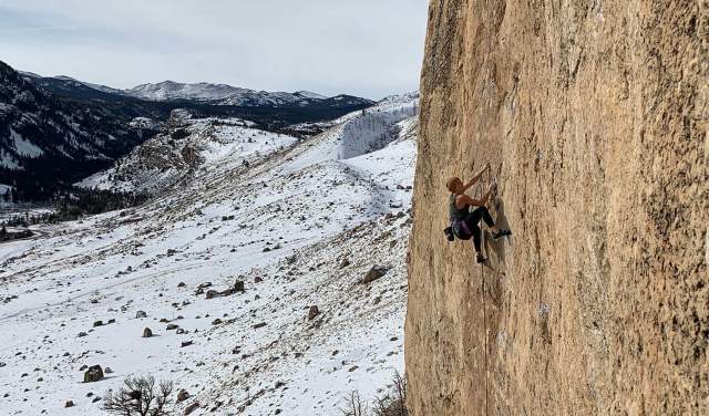 Sunny and 25: Outdoor Rock Climbing in a T-Shirt in Wyoming Winter