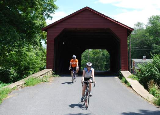 Covered Bridge with Bikers