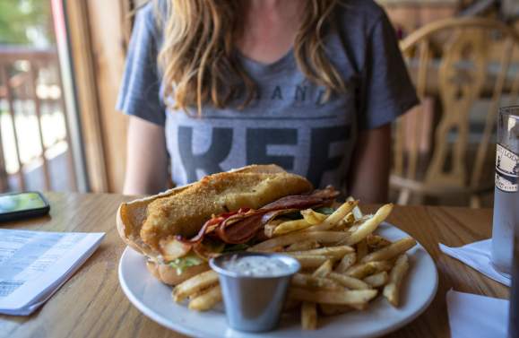Fresh Fish Sandwich meal from Gunflint Lodge