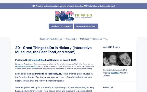 20+ Great Things to Do in Hickory (Interactive Museums, the Best Food, and More!) | NC Tripping | May 2025_ Media Mentions Silde