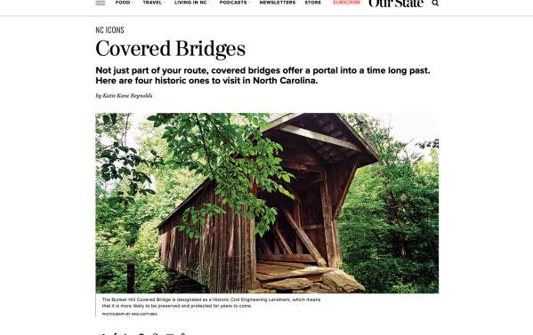Covered Bridges, Our State Magazine, April 2024_ Media Mention Slide