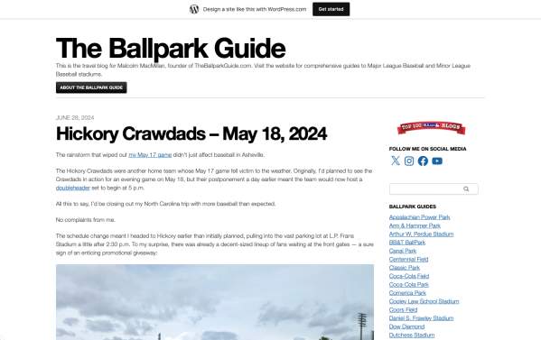 Hickory Crawdads, The Ballpark Guide, May 2024_ Media Mention Slide