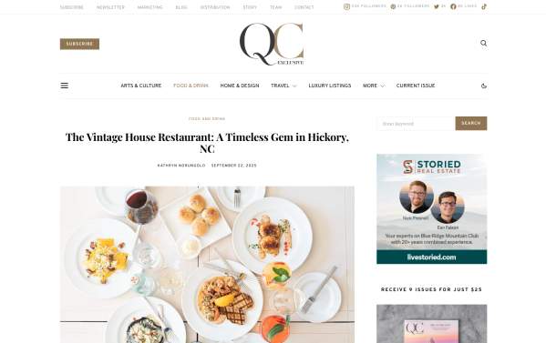 The Vintage House Restaurant: A Timeless Gem in Hickory, NC QC Exclusive Magazine September 2025_media mention