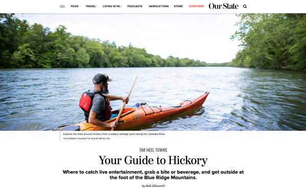 TAR HEEL TOWNS Your Guide to Hickory, Our State Magazine, April 2024_ Media Mention Slide