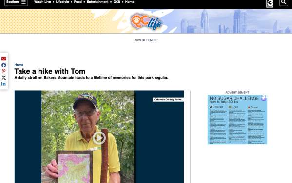 Take a hike with Tom, WBTV, July 2024_ media mention slide