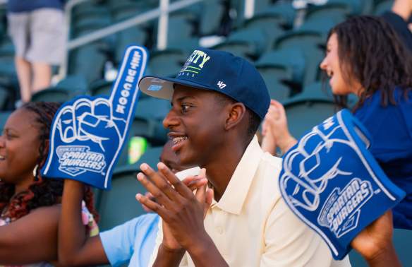 Cheering at Spartanburgers Game