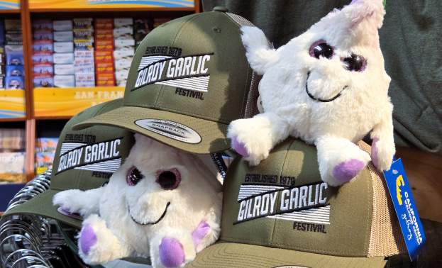 Stuffed toys and branded hats for the Gilroy Garlic Festival Association