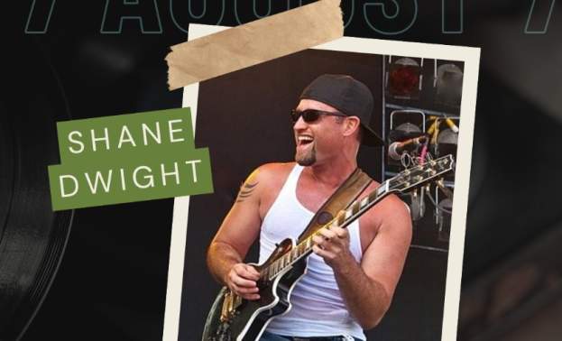 Event Graphic promoting Shane Dwight Band as a featured musical guest for Gilroy Downtown Live Summer Concert Series.