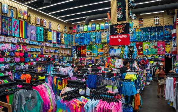 South Padre Island Gift Shop filled with souvenirs and clothes