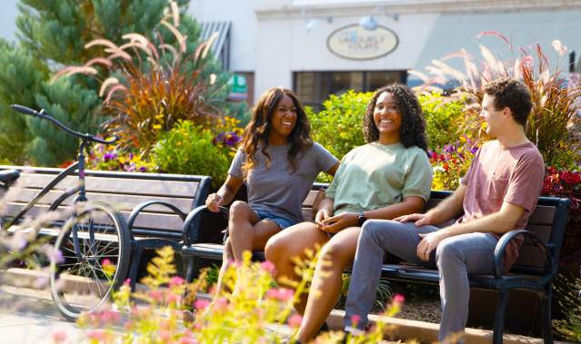 People Sitting in Downtown