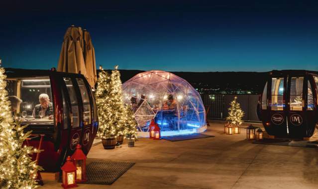 People Dining on Patio of Devil's Kitchen
