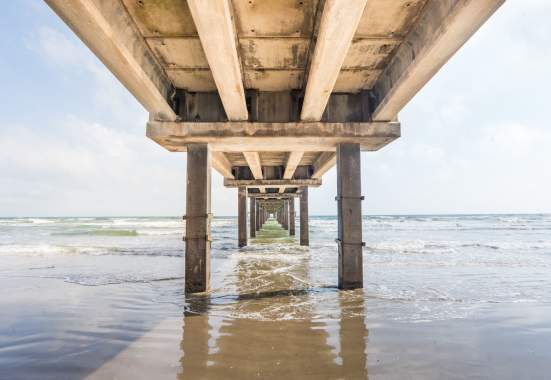 A view of under Horace Caldwell Pier in Port Aransas.