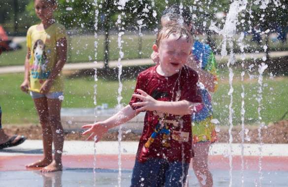 Splash pad kid