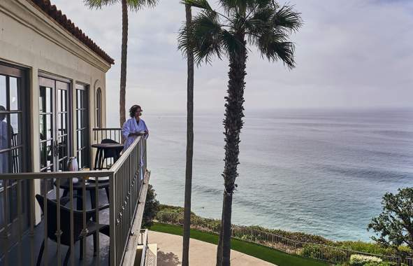 Woman Balcony Resort Hotel Beach