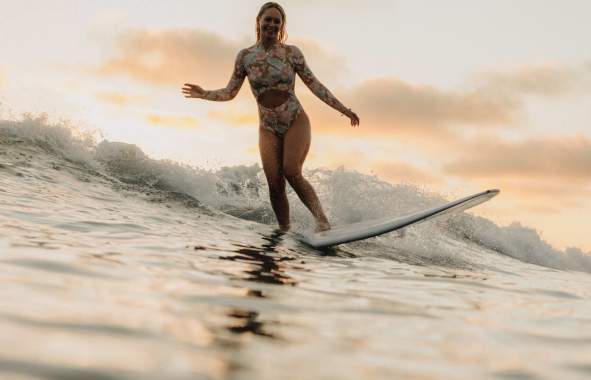 Woman Surfing Beach Outdoors