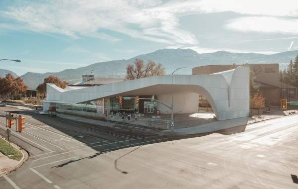 Aerial view of the Southern Utah Museum of Art in downtown Cedar City