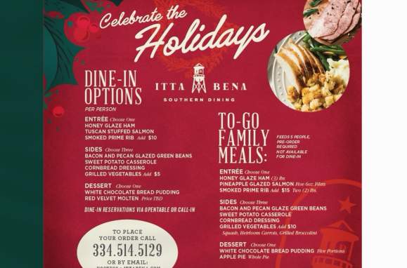 Itta Bena Holiday Menu