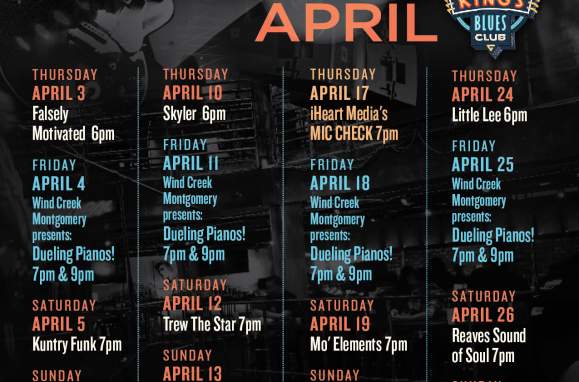 BB King's Blues Club April Calendar
