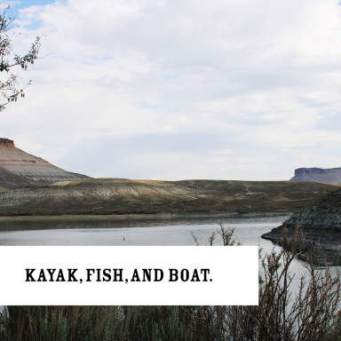 kayak, fish, and boat.