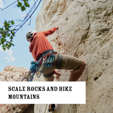 Scale rocks and bike mountains