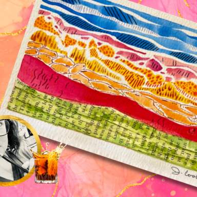 Whiskey & Watercolors - Mixed Media Abstract Landscape