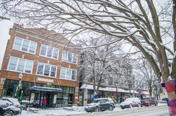 A view of Kirkwood Avenue covered in snow