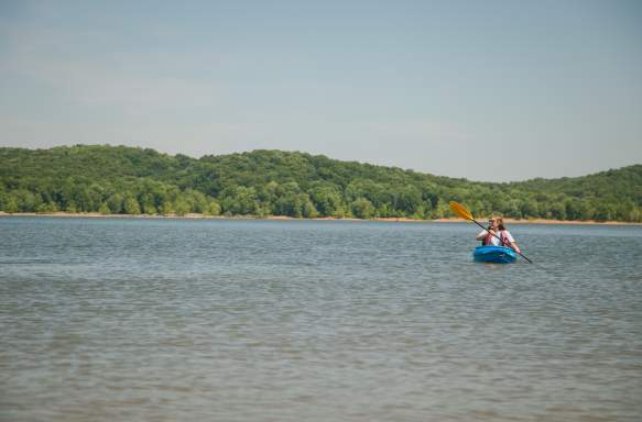 Kayaker on Monroe Lake in Bloomington