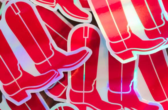 red holographic boot stickers