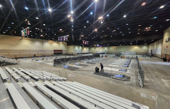 Interior of the Lansing Center set up for the world horseshoe pitching tournament.